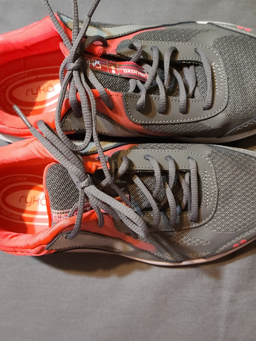 Ryka Gray and Coral Athletic Running Shoes